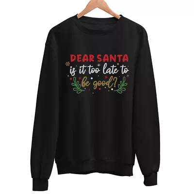 Buy Christmas Jumper Slogan Sweater Unisex Santa Black Novelty Funny Sweatshirt • 18.95£