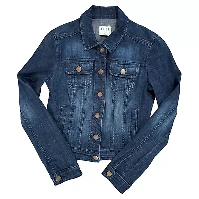 Buy Elle Denim Jacket Womens XS Blue Medium Wash Button Stretch Jean Top • 10.37£