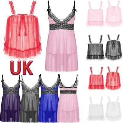 Buy UK Mens Sissy Lingerie Lace Trim Camisole Tank Tops Sleepwear Crop Tops Chemise • 15.69£
