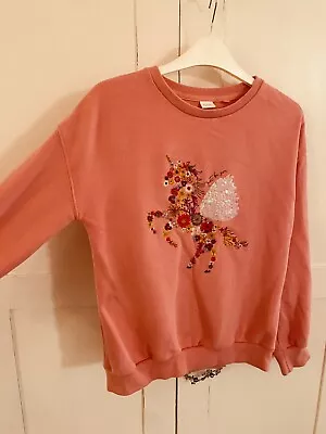 Buy Next Girls Pink Unicorn Sweatshirt Hoodie Age 12 • 7.99£