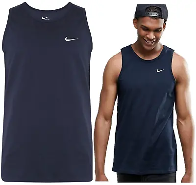 Buy Nike Gym Tank Top Atheltic Cut Gym Tank Top Sleeveless Navy Mens Tee • 12.99£