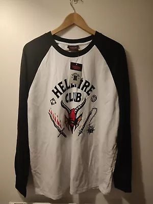 Buy Men's Netflix Stranger Things Hellfire Club Long Sleeve T-Shirt Size L B4 • 12.95£