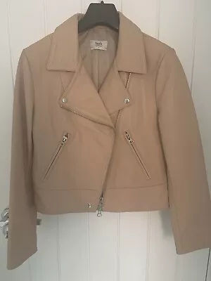 Buy Hush Blush Pink Leather Jacket Size 8 Silver Zips • 49£