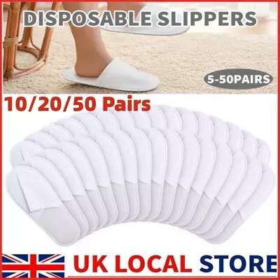 Buy 5-50pairs Spa Hotel Guest Slippers Closed Toe Towelling Disposable Terry Type UK • 16.99£