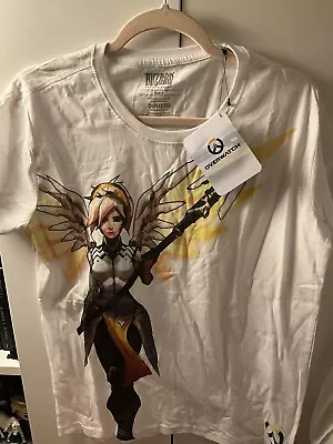 Buy Overwatch Mercy White Guardian T-Shirt Official Blizzard Merch (Unisex - Large)  • 17£