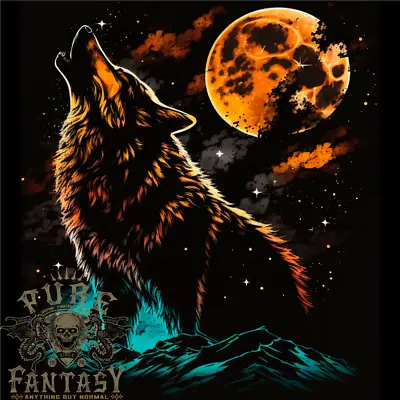 Buy A Wolf Howling With The Moon At Night Mens Cotton T-Shirt Tee Top • 10.99£