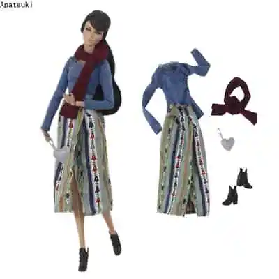 Buy Fashion Clothes Set For 1/6 Doll Handmade T-shirt Scarf Split Skirt Shoes Bag  • 4.81£