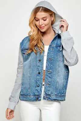 Buy Women's Denim  Jacket With Fleece Hoodies • 34.91£
