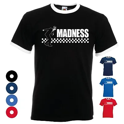 Buy Ska Theme T-shirt | Chas Nutty Dance On Checkered Stripe |  Retro 'Ringer' Style • 9.99£