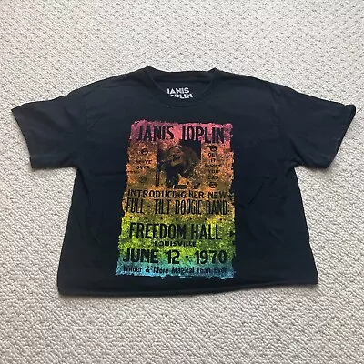 Buy Janis Joplin Copped Shirt Womens Medium Black Graphic Tee Rock Music Singer Crew • 15.95£