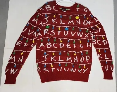 Buy Stranger Things Ugly Alphabet Christmas Lights Sweater Women's Size L • 17.85£