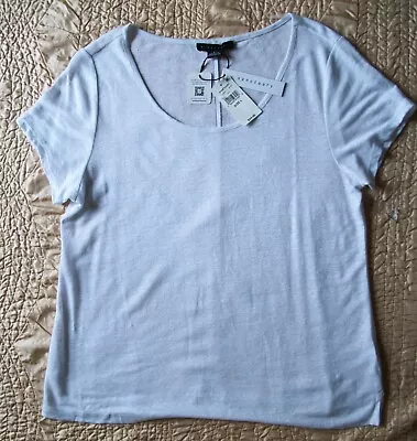 Buy Sanctuary Semi Sheer White Linen Tee T Shirt Sz L - Hand Wash • 17.01£
