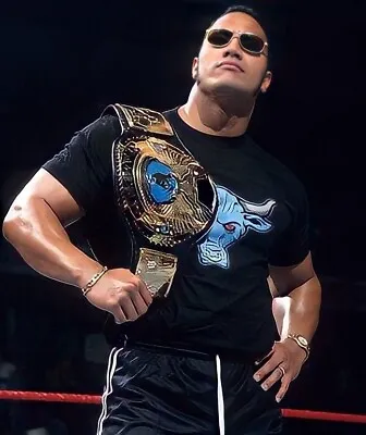 Buy The Rock Dwayne Johnson WWE 1998 Vintage Rare Men's Black Tee Shirt Size XL • 380£