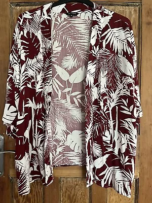 Buy Peacocks Kimono Jacket Lightweight Burgundy & White Size Xl • 7.99£