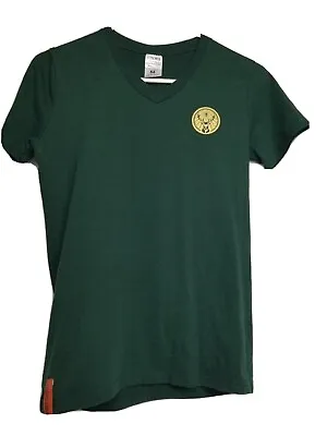 Buy Women's Medium Jagermeister Logo Bartender V Neck TShirt Green Slim Fit • 16.05£