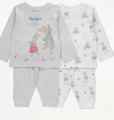 Buy Babys Peter Rabbit  Pyjamas 0-3 Mths  2 Pairs  Built In Mitts Bnwt • 8£