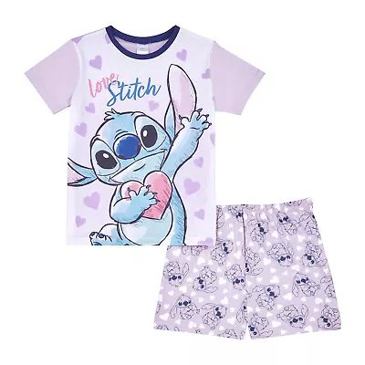 Buy Lilo And Stitch Girls Shorts And T-Shirt Pyjama Set, Ages 5 Years To 15 Years • 14.95£