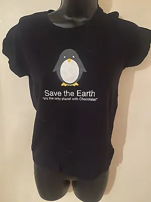 Buy Black Penguin Save The Earth T Shirt Size 10 • 2.50£