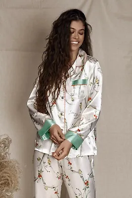 Buy Classy Pajama Set Women's Silk Sleepwear Pants Pyjama Cotton Pjs Satin Nightgown • 34.58£