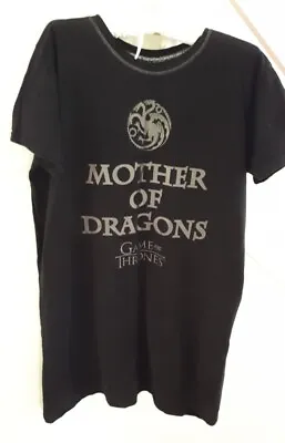 Buy Game Of Thrones 'Mother Of Dragons' Long T-shirt / Nightshirt, Black UK 12-14 • 4.50£