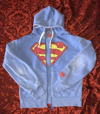 Buy Criminal Damage Superman Blue Zipped Hoodie Size Medium • 14.99£