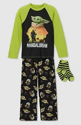 Buy Baby Yoda Pajamas Boys Size 6 Small-8 M Star Wars The Mandalorian Set Socks NWT • 21.66£