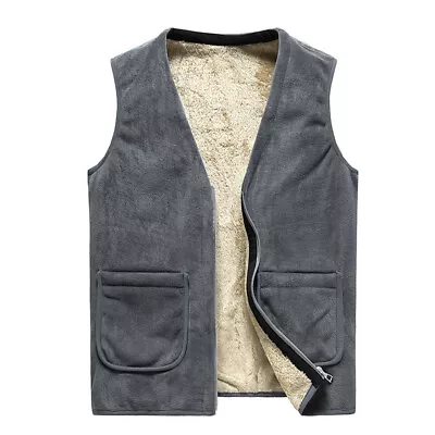 Buy Sherpa Mens Lined Fleece V-neck Waistcoat Gilet Jacket Vest Top Coat Pocket • 25.99£
