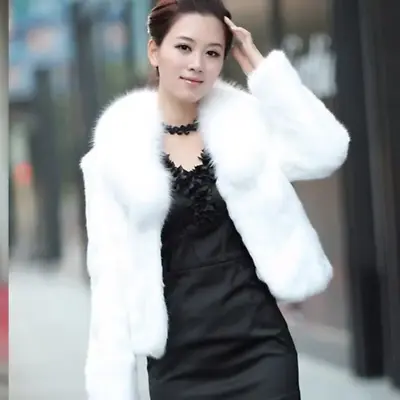 Buy Ladies Plush Faux Fur Short Jacket Coat Slim Open Front Outdoor Winter Thermal • 28.27£