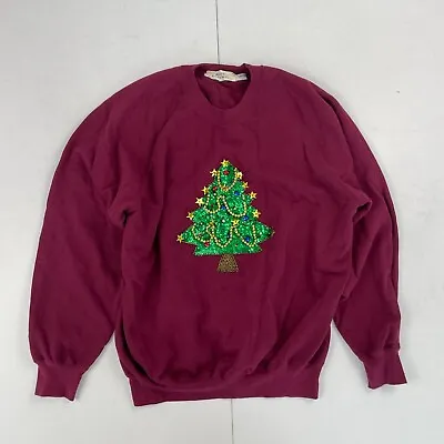 Buy Urban Renewal Sweatshirt Medium Red Christmas Tree Round Neck Womens Long Sleeve • 15.29£