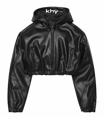 Buy KHY Kylie Jenner Faux Leather Cropped Hooded Jacket - Size XS SOLD OUT BNWT • 119.99£