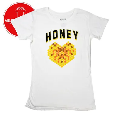 Buy Women's Tee-Shirt HONEY BRAND CO 100% Cotton HEART HIVE-White MEDIUM • 15.35£