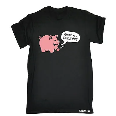 Buy Gimme All Your Money T-SHIRT Cartoon Humor Pig Piggy Bank Funny Birthday Gift • 12.95£