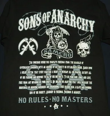 Buy Sons Of Anarchy TV Show SAMCRO No Rules No Masters Creed T-Shirt Size MD NEW • 18.94£