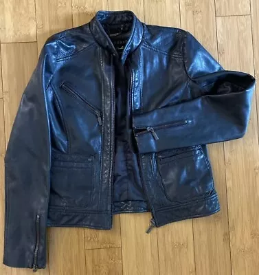Buy BERNARDO WOMENS Black Genuine Motorcycle Style Leather Jacket Size Pxs • 46.30£