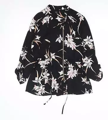 Buy F&F Womens Black Floral Jacket Size 10 Zip • 7.75£