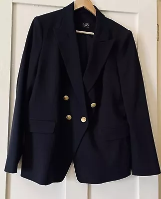 Buy New M&S Collection Navy Blue Twill Fully Lined Tailored Blazer Jacket UK20 • 24.99£