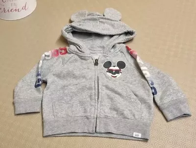 Buy Baby GAP Disney Mickey Mouse Unisex Grey Zip-up Hoodie  6-12 Months • 8£