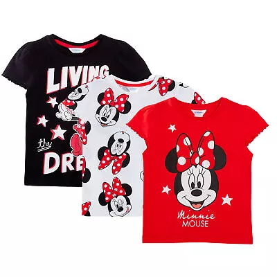 Buy Girls 3 Pack Disney Minnie Mouse T-Shirts For Kids Disney Minnie Dress Up Tops   • 15.95£