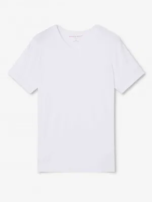 Buy Derek Rose Mens T-shirt - Xxl - Micro Modal - Rrp. £105 - V-neck Basel White Top • 0.99£