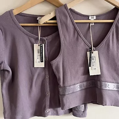Buy River Island Womens - Size 12 - Lilac Pink Pyjama Top And Vest - Intimates Cute • 7.99£