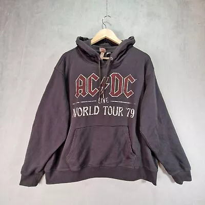 Buy AC DC World Tour 79 Sweatshirt Hoodie Womens XL Black Printed Hooded H&M • 24.99£