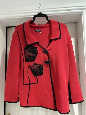 Buy Tivoli Of Ireland Stunning Red And Black Knit Jacket Size Xl Nwot • 28.99£