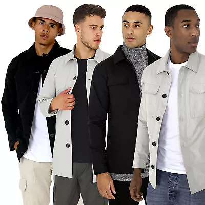 Buy MenBrave Soul Light-Weight Jacket Multi Pockets Snap Buttoned Front Overcoat Mac • 29.99£