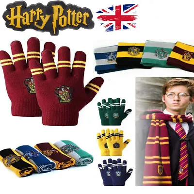 Buy Xmas Gift Harry Potter Scarf & Gloves Gryffindor Slytherin Ravenclaw Hufflepuff • 6.81£