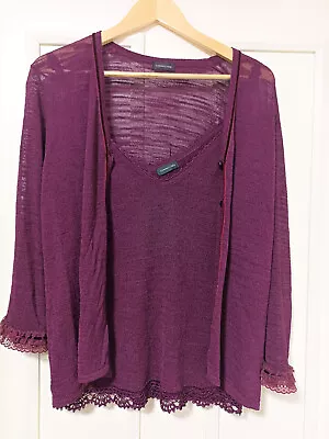 Buy Ladies Purple Party Cardigan+Vest Set Size 18 New Without Tags. • 13.54£