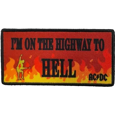 Buy AC/DC Standard Patch I'M ON THE HIGHWAY TO HELL FLAMES: Fire Official Merch Gift • 3.95£