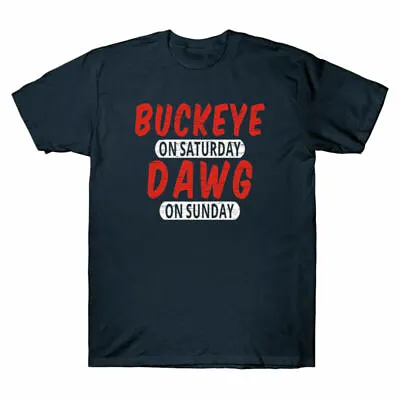 Buy On Men's On Gift Short Dawg Sunday Cotton Saturday T-Shirt Funny Sleeve Buckeye • 14.99£