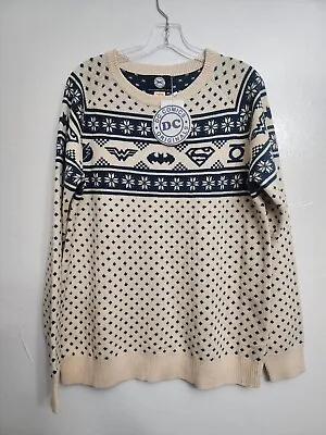 Buy DC Comics Originals Mens Ivory And Blue Christmas Ugly Sweater Size Large NWT. • 28.38£