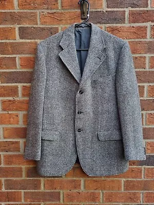 Buy Vgc Harris Tweed Vintage Grey Herringbone Blazer 38   • 40£
