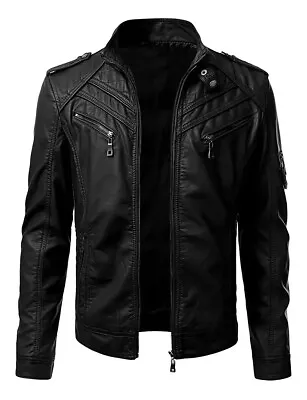 Buy Infinity Men’s Vegan Leather Jacket (T11-GR) , 100% Vegan(PU) Leather • 34.99£